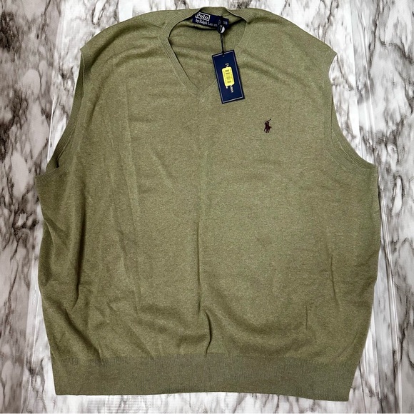 Polo Ralph Lauren Men Sz 3XB Green 100% Pima Cotton Golf Sweater Vest Preppy RL - Picture 2 of 8
